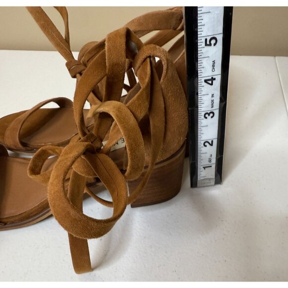 Steve Madden Suede Ankle Tie Block Heel Sandals Rizzaa Tan 7.5 - Picture 11 of 11